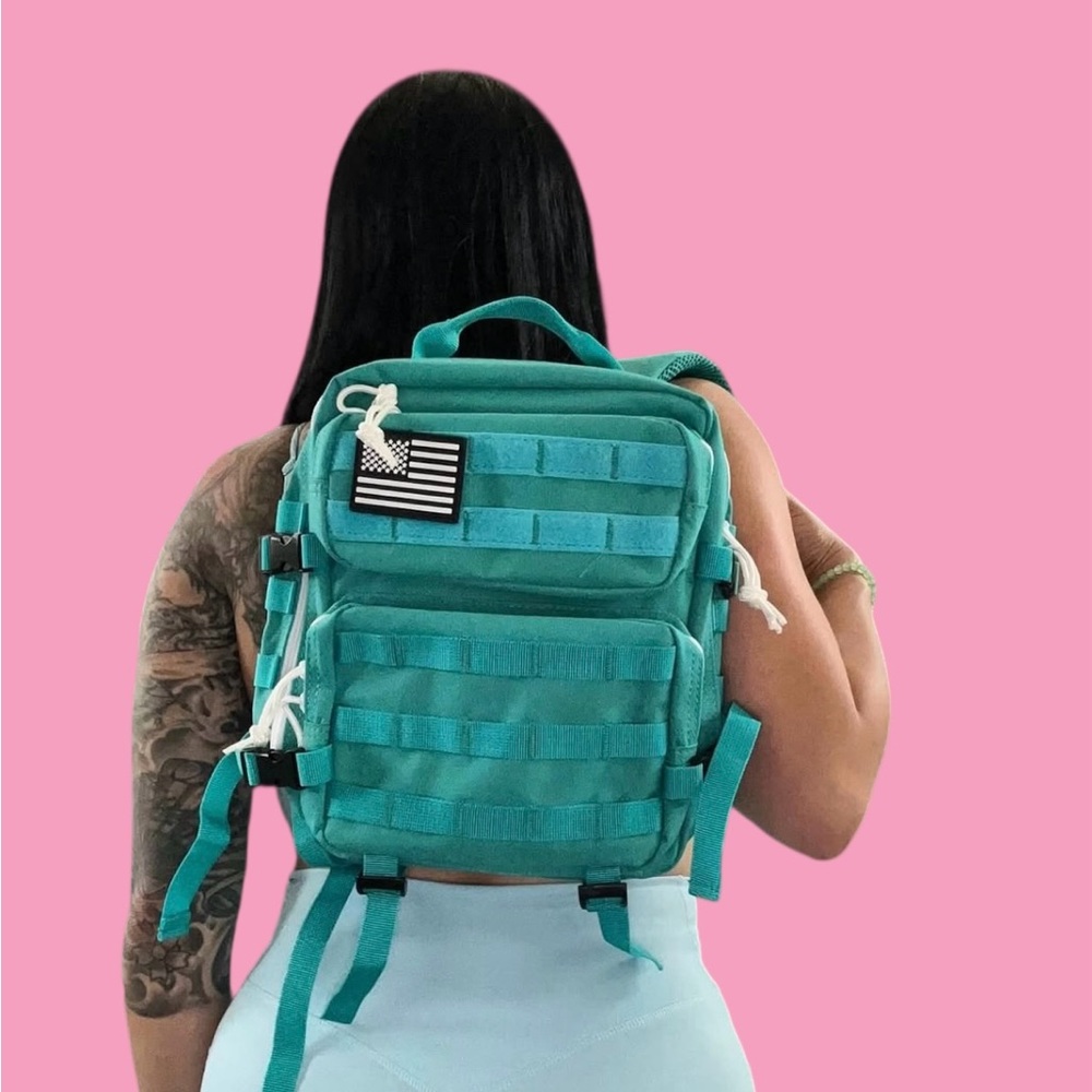 Teal Backpack with American Flag Patch